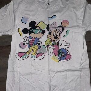 Disney Women’s White T-Shirt with Retro Mickey and Minnie